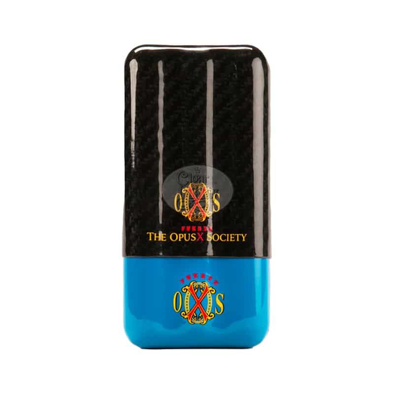 fuente the opusx society 3 cigares carbon fibre case blue