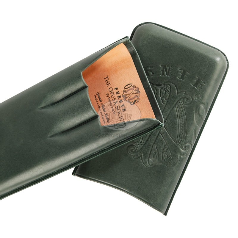 fuente the opusx society spanish nobuk leather 3 cigars case el verde