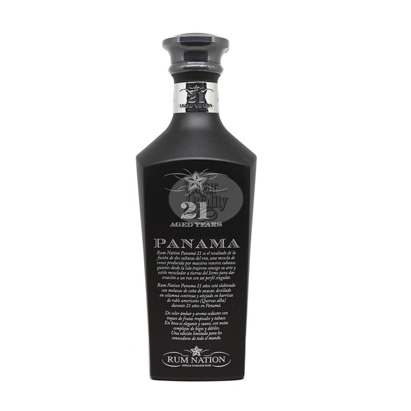 rum nation panama 21 ans black decanter 70cl 43%